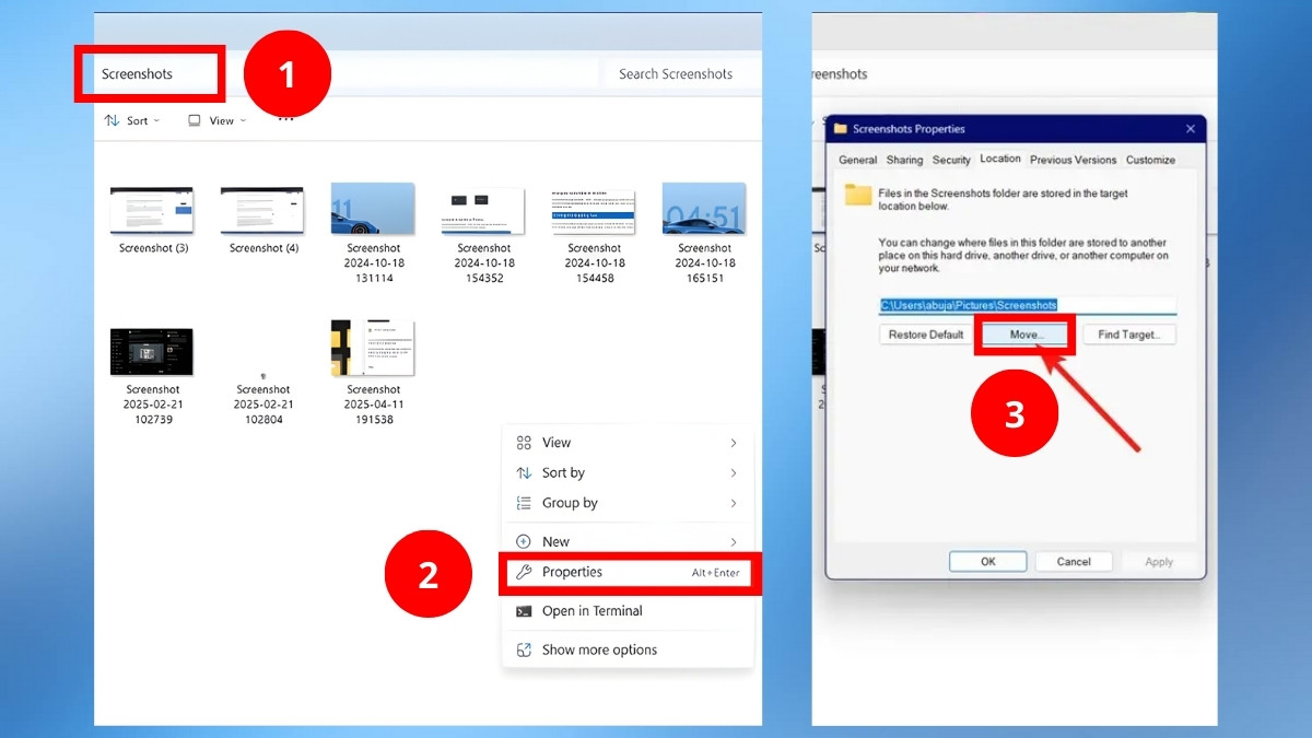 Cách hạn chế ảnh chụp màn hình bị lưu lung tung bước 1
