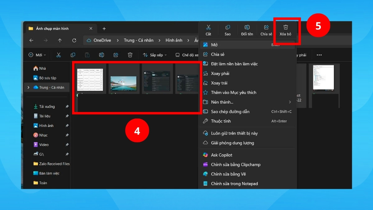 Cách xóa ảnh chụp màn hình trên máy tính bước 2