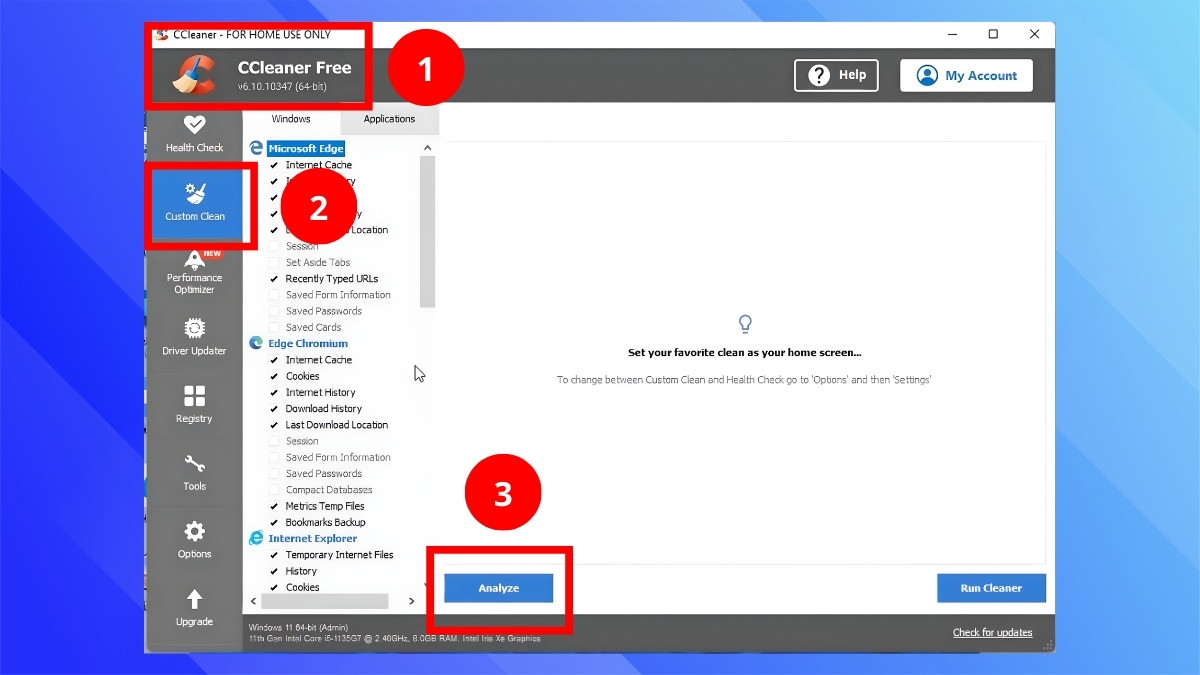 Cách xóa ảnh chụp màn hình trên máy tính bằng ccleaner bước 1