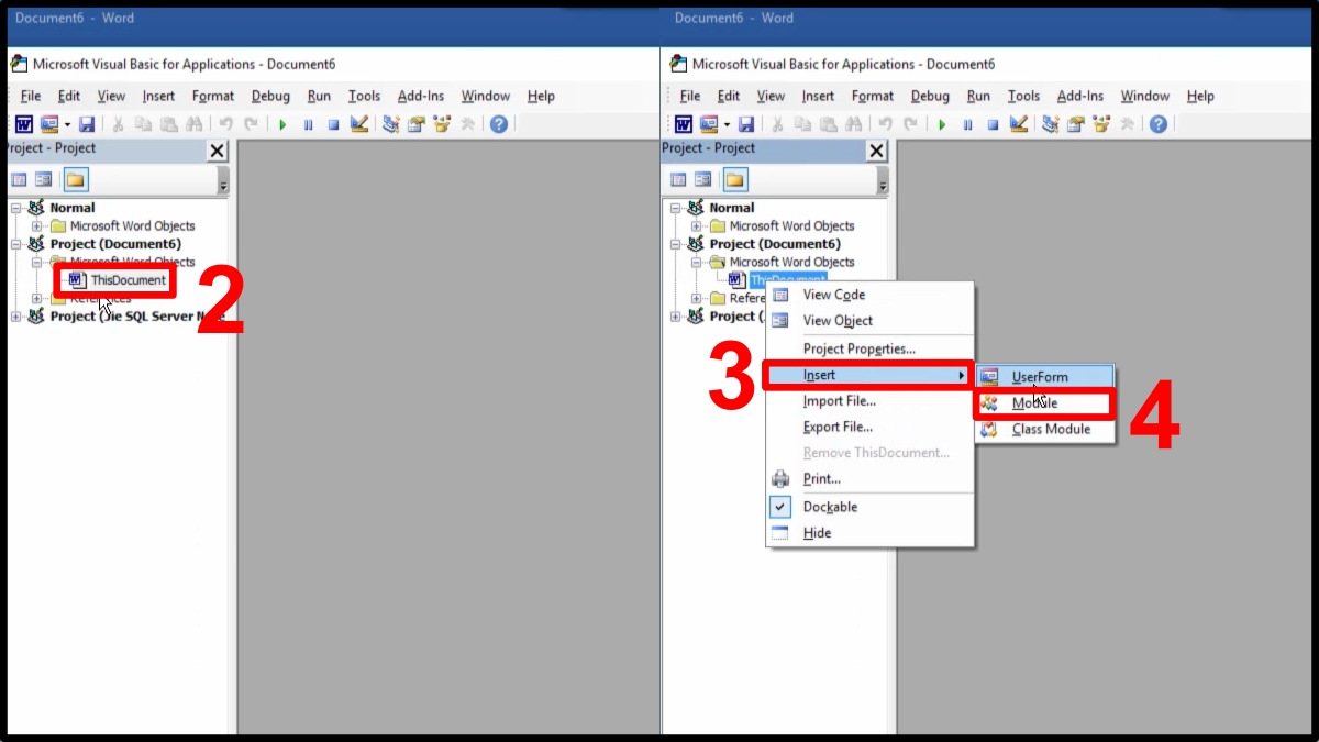 cách xóa ảnh trong Word bằng code VBA bước 2