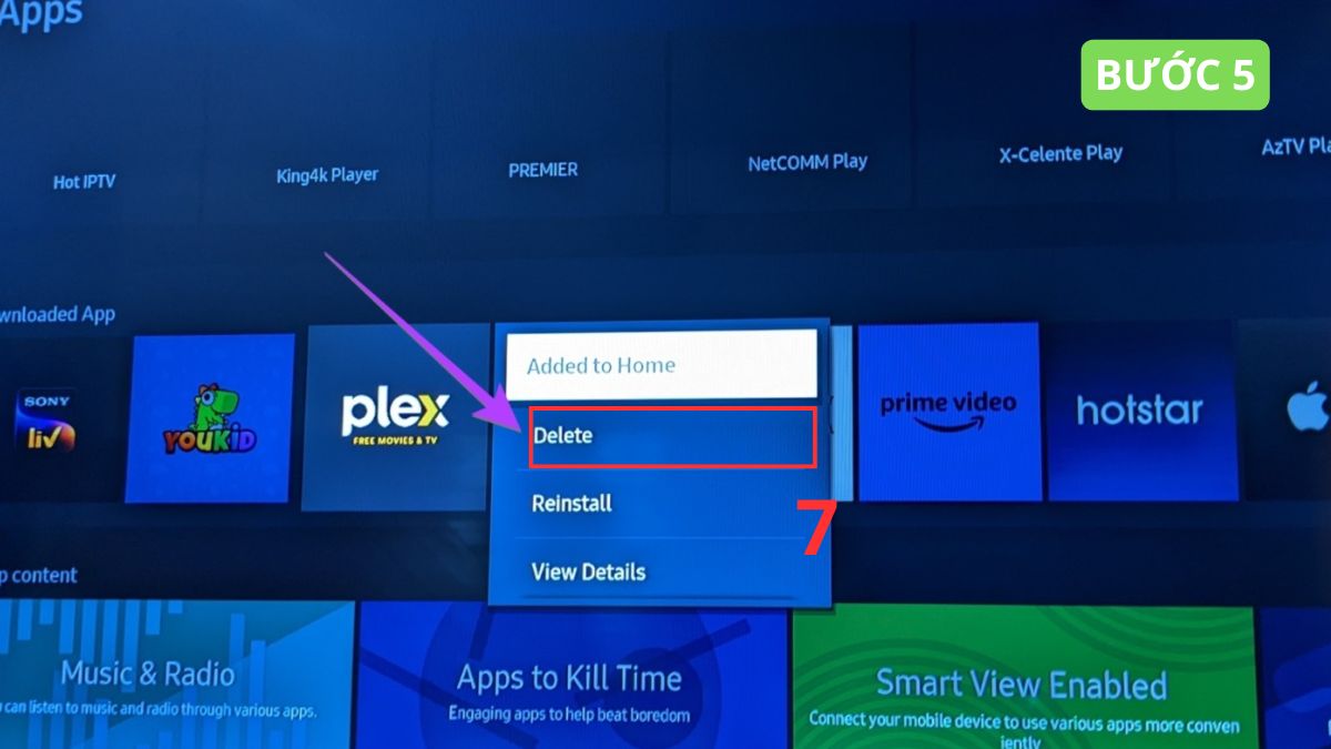 Cách xóa ứng dụng trên tivi Samsung chuẩn bước 5