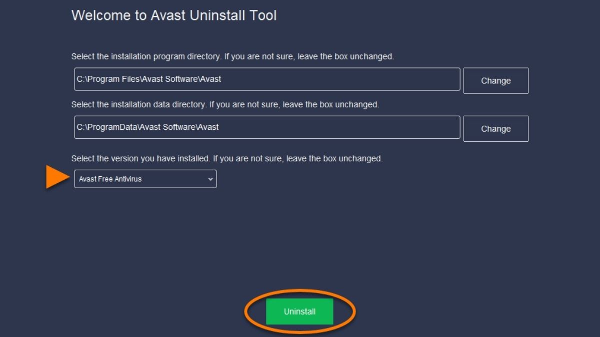 cách Xóa Avast Free Antivirus bằng phần mềm Avast Clear - bước 3