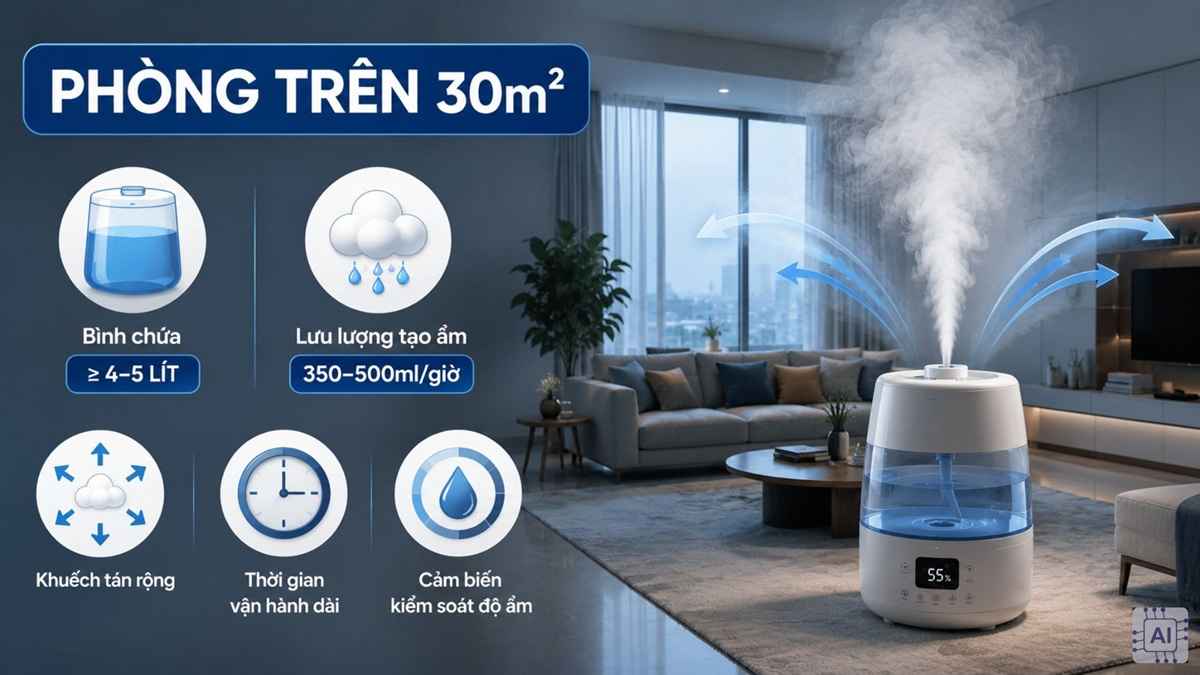 Cách lựa chọn máy tạo ẩm cho phòng lớn
