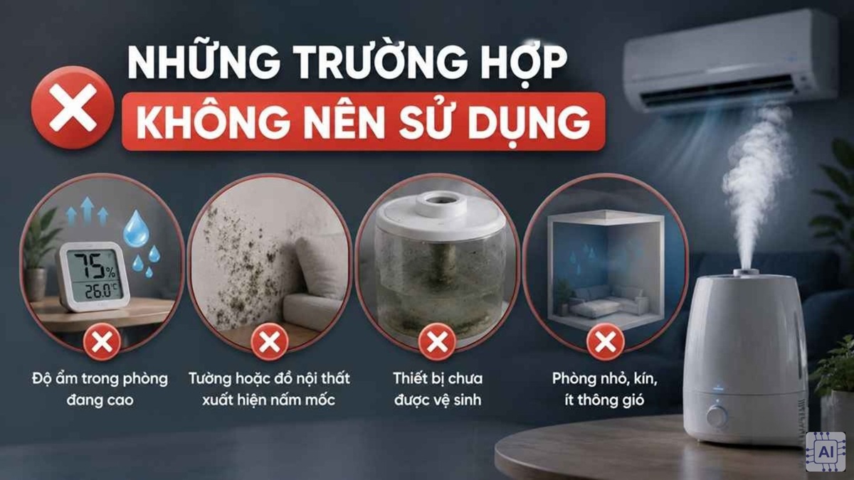 Có nên dùng máy tạo ẩm trong phòng điều hòa? trường hợp không nên sử dụng