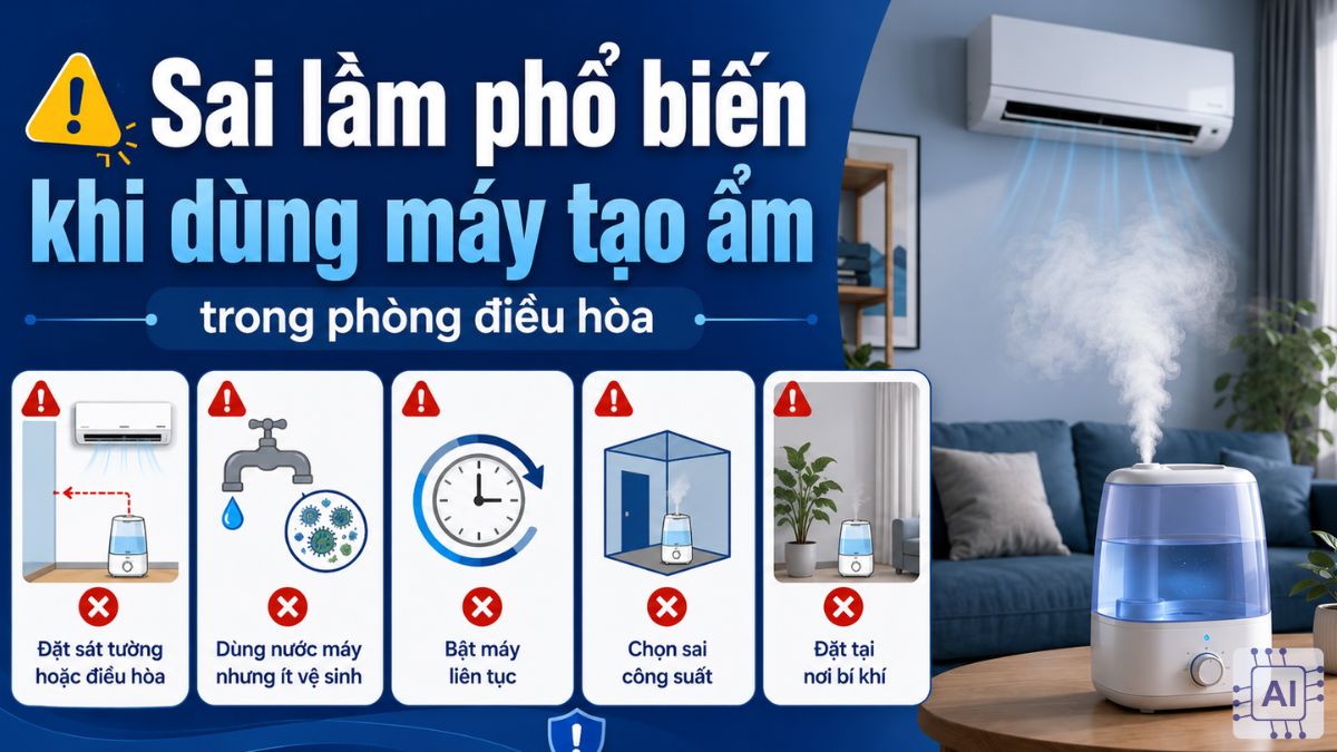 Sai lầm phổ biến khi dùng máy tạo ẩm trong phòng điều hòa