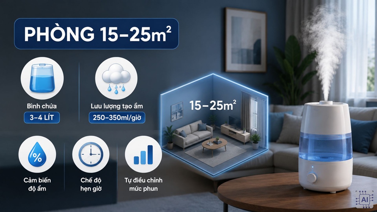Cách lựa chọn máy tạo ẩm cho phòng có diện tích vừa