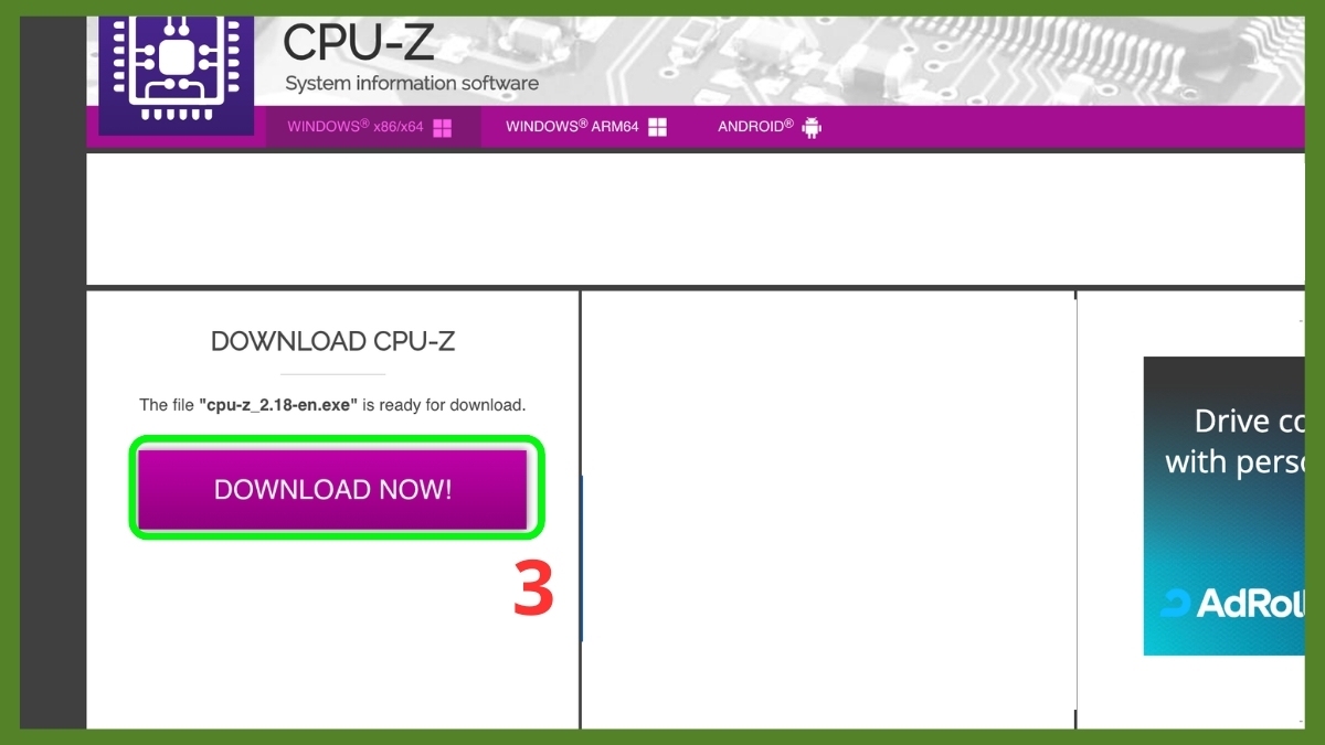 cách xem cấu hình là gì bằng phần mềm CPU-Z bước 1 tiếp theo