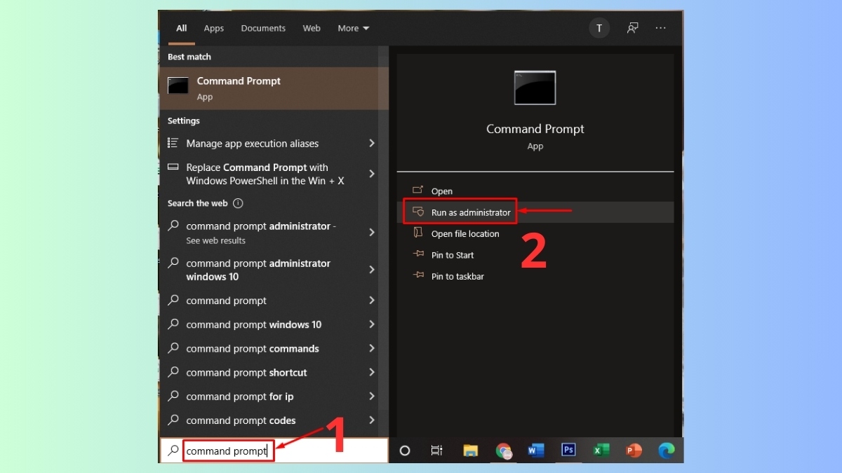 Sử dụng Command Prompt bước 1
