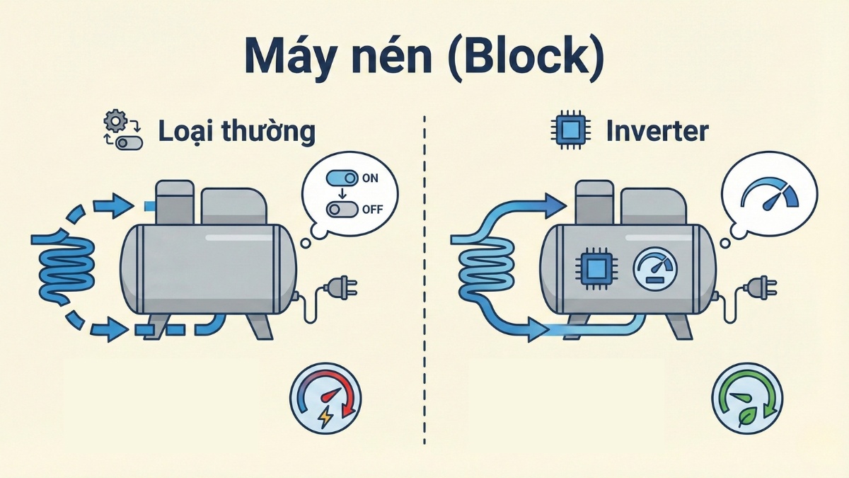 Cấu tạo tủ lạnh hiện đại - máy nén