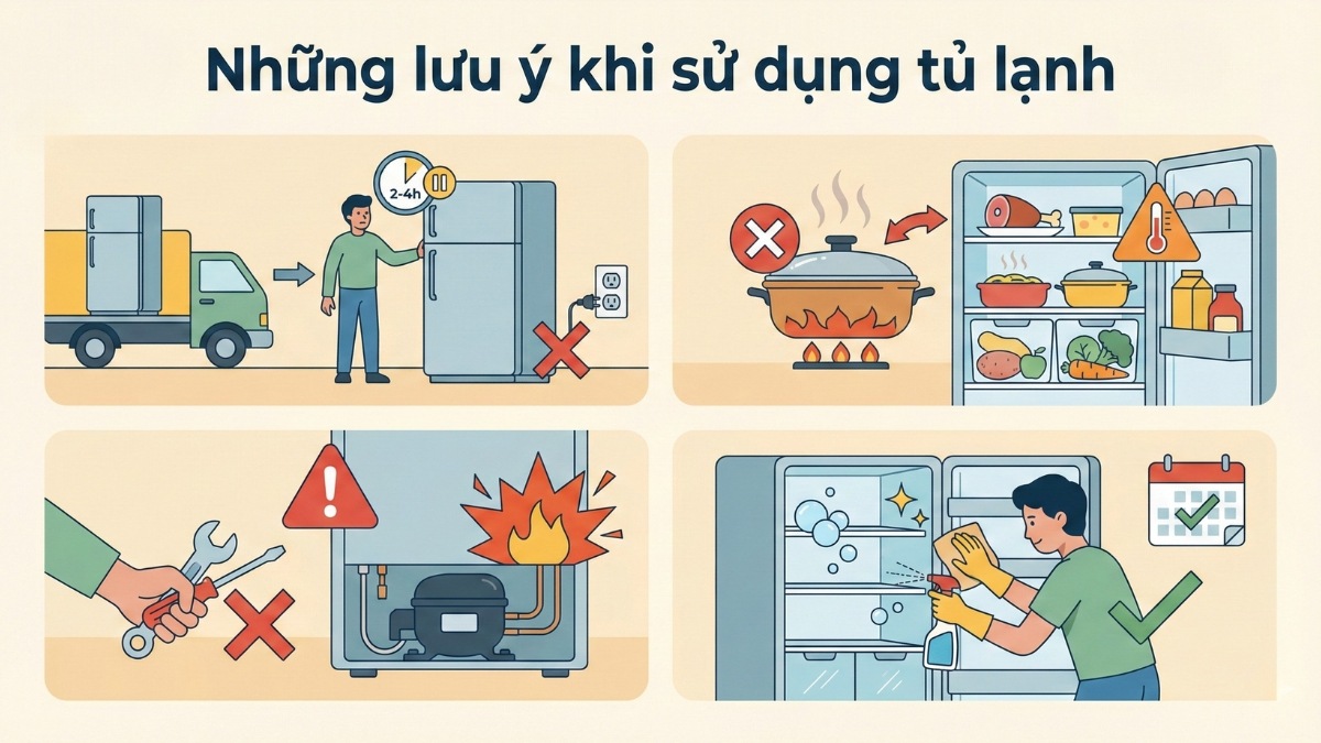 Những lưu ý khi sử dụng tủ lạnh