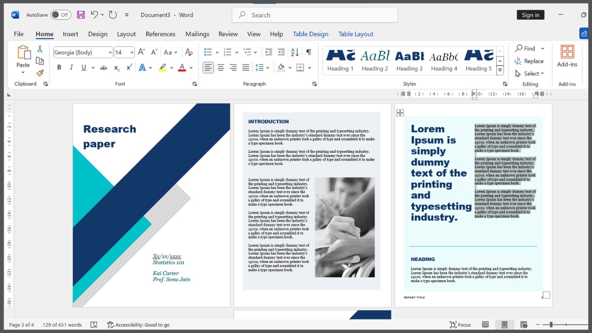 Cỡ chữ chuẩn trong Word trong tiểu luận