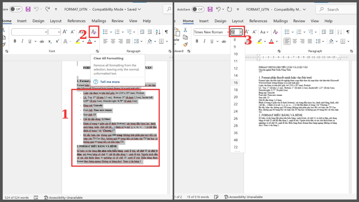 Một số lỗi thường gặp khi chỉnh cỡ chữ trong Word