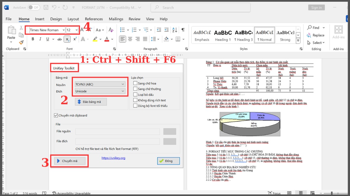 Lỗi font khi thay đổi cỡ chữ do văn bản gốc sử dụng font không hỗ trợ tiếng Việt