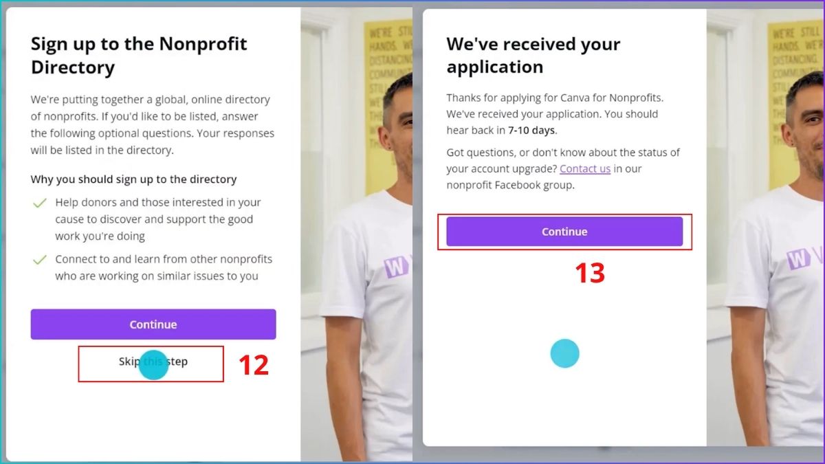 Cách đăng ký Canva Nonprofit bước 3 tiếp theo