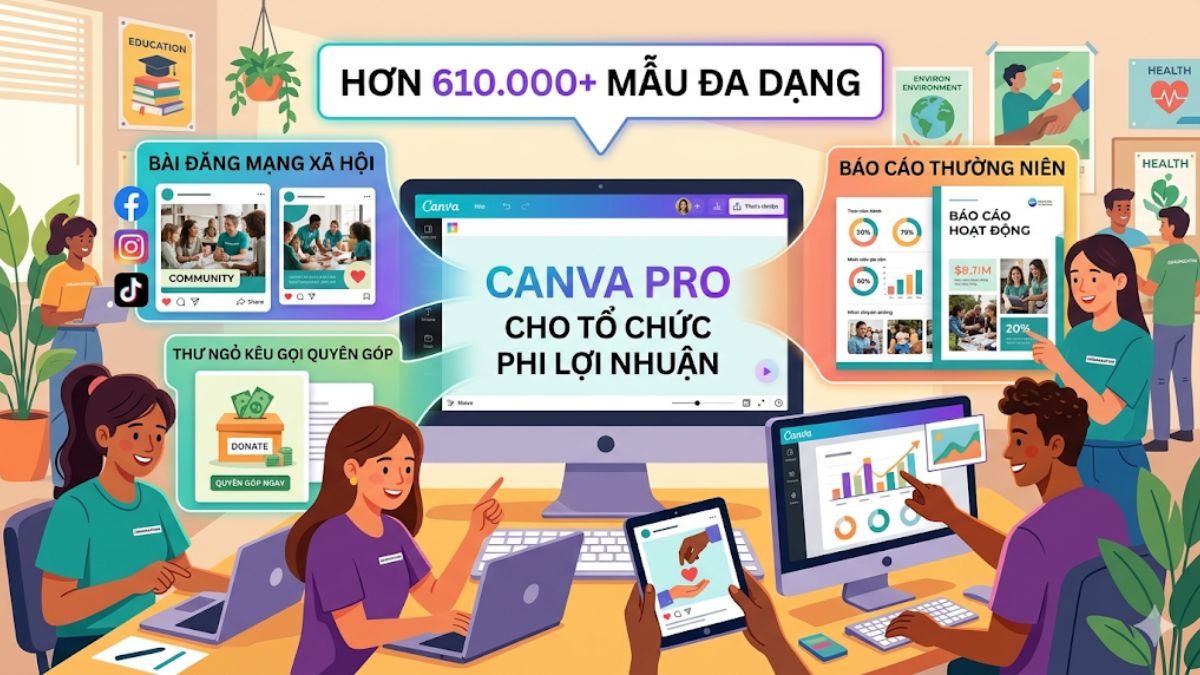 Lợi ích khi sử dụng Canva Nonprofits - thư viễn mẫu phong phú