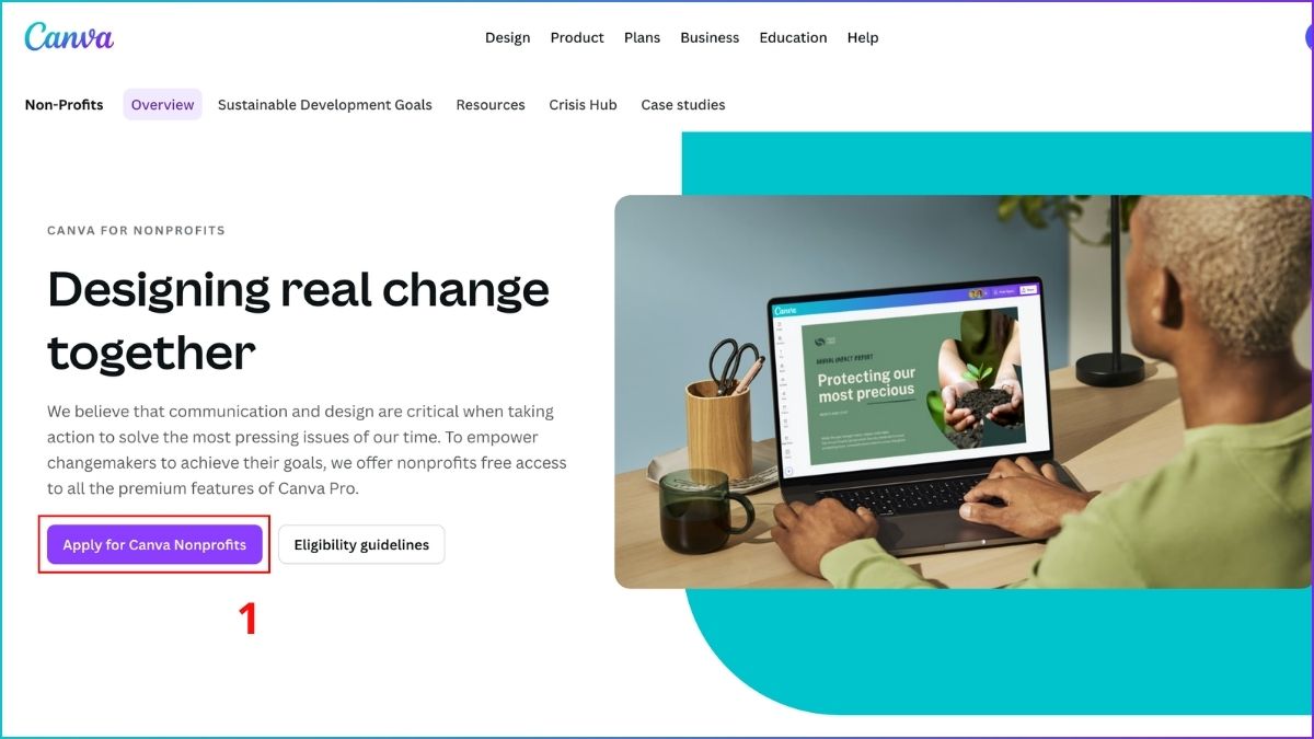 Cách đăng ký Canva Nonprofit bước 1
