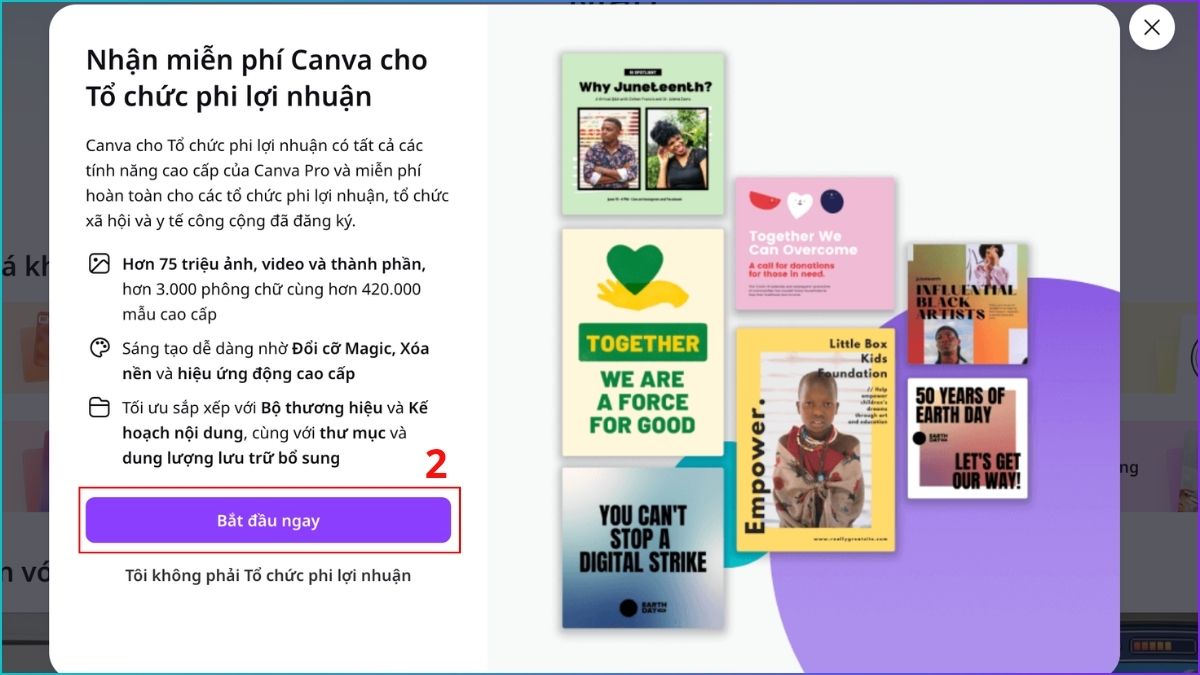 Cách đăng ký Canva Nonprofit bước 1 tiếp theo