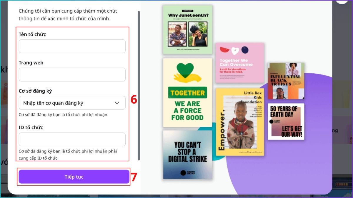 Cách đăng ký Canva Nonprofit bước 2 tiếp theo