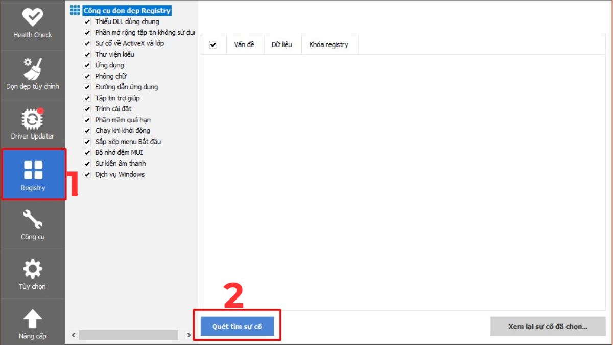 Dọn dẹp Registry trên CCleaner để tăng tốc máy tính - bước 1