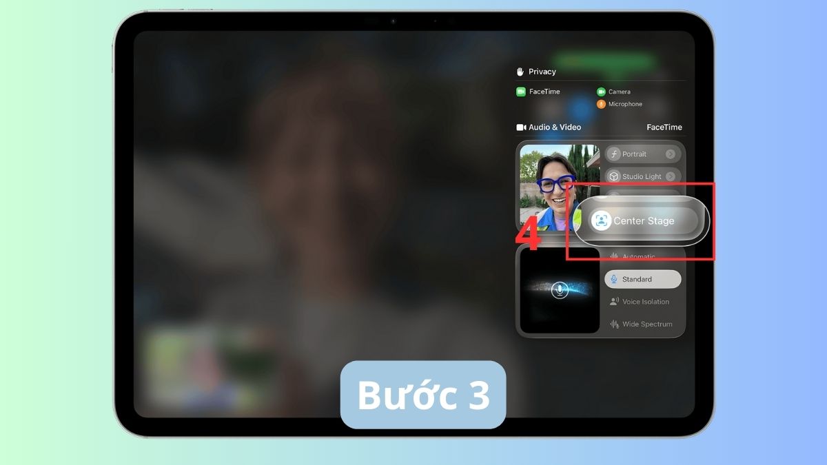 sử dụng Center Stage để bật/tắt facetime bước 3