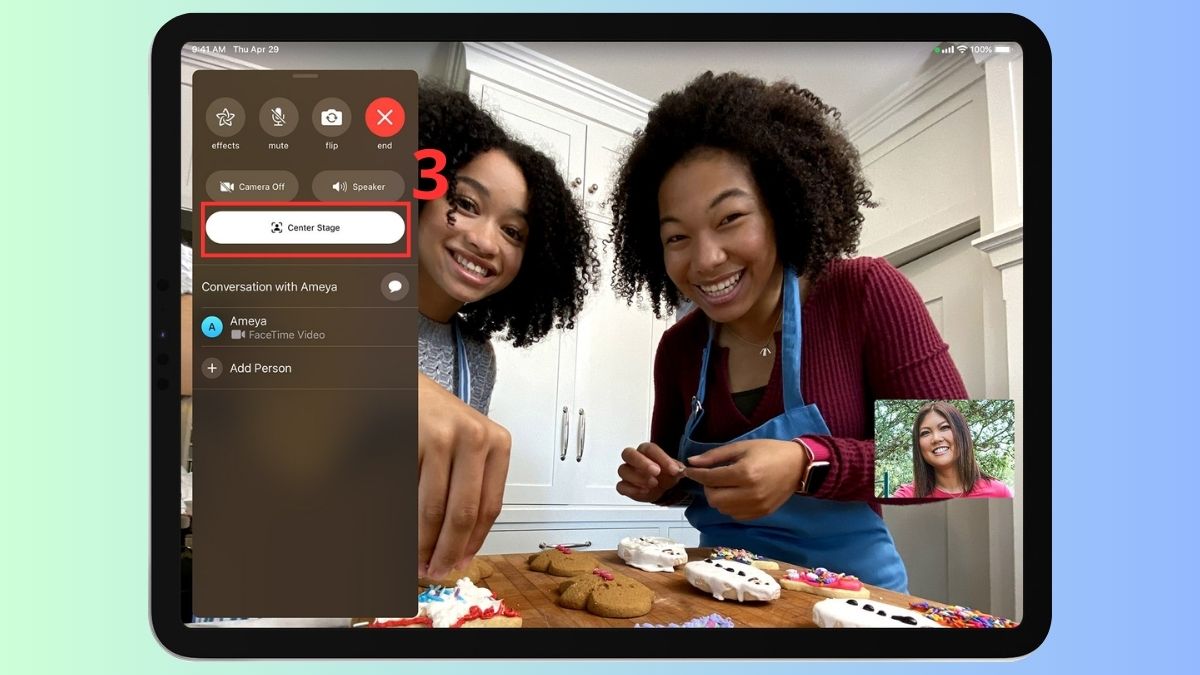 sử dụng Center Stage để bật/tắt ứng dụng video bên thứ ba bước 3