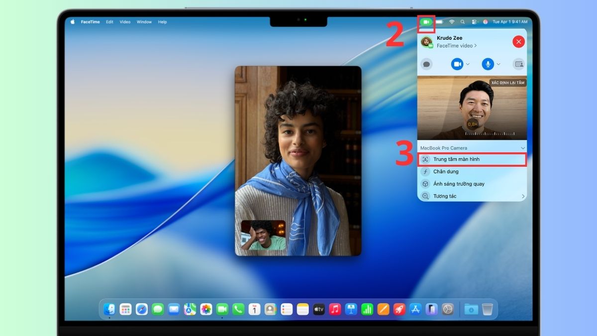 Khi có camera tích hợp hỗ trợ Center Stage bước 2