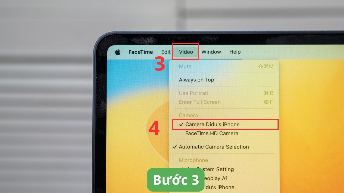 Khi dùng iPhone làm webcam qua Continuity Camera bước 3