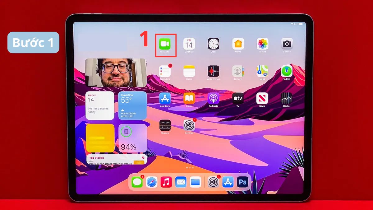 sử dụng Center Stage để bật/tắt facetime bước 1