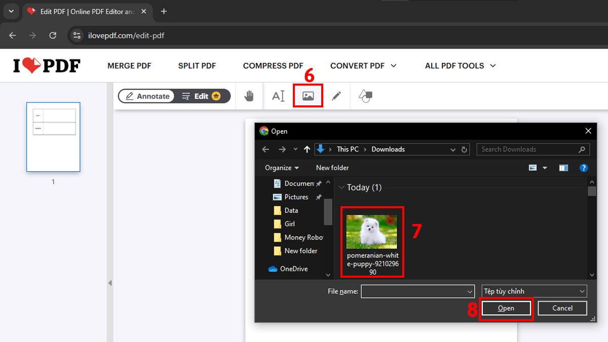 Cách chèn ảnh vào PDF bằng ilovepdf bước 2