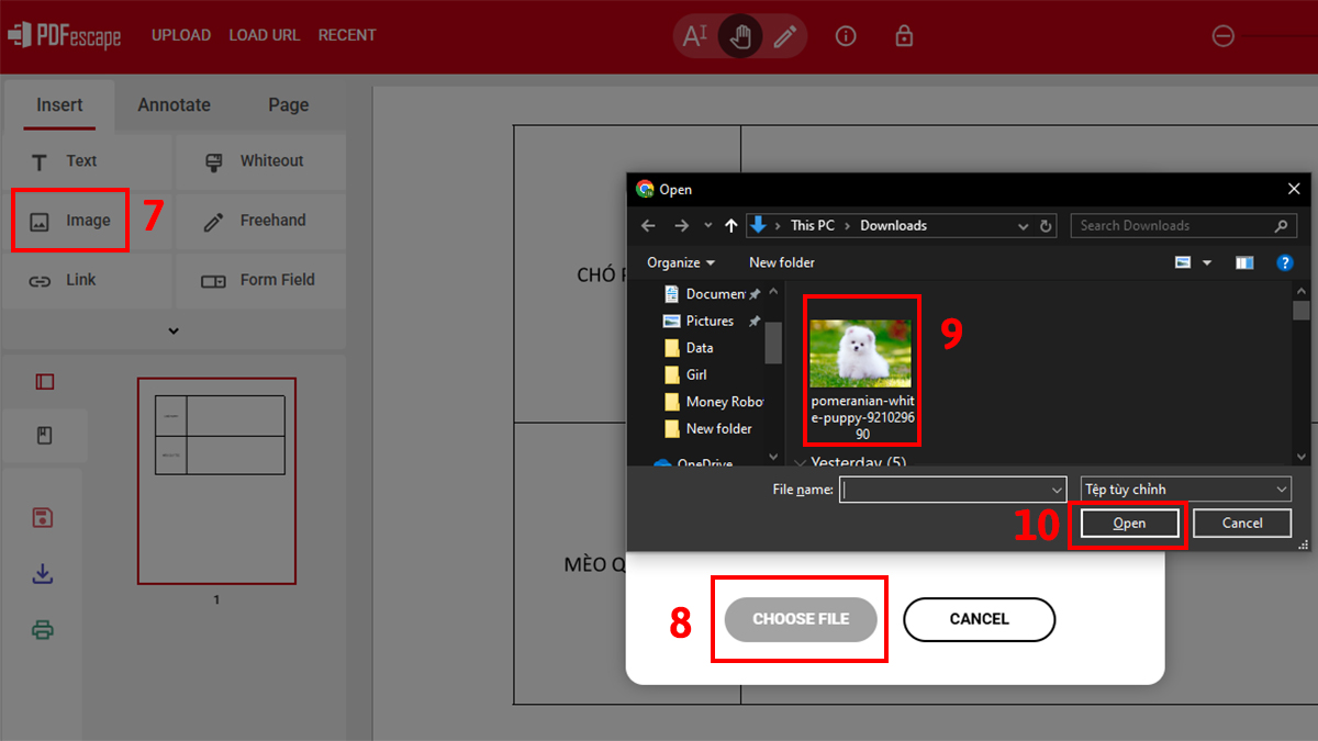 Cách chèn ảnh vào PDF bằng pdfescape bước 2