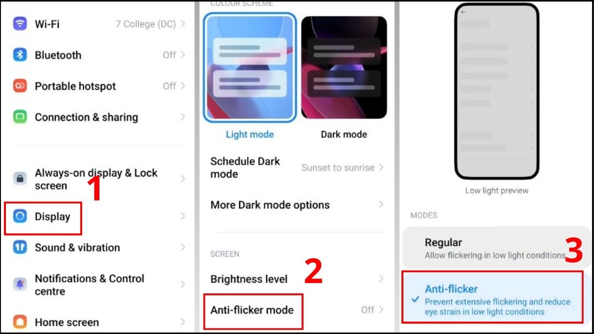 Bật chế độ Anti Flicker trong camera