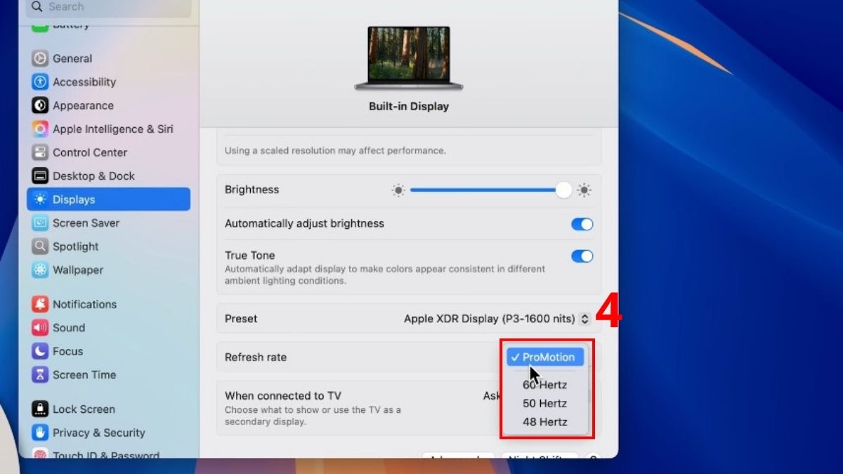 đổi tần số quét màn hình trên MacBook - bước 3