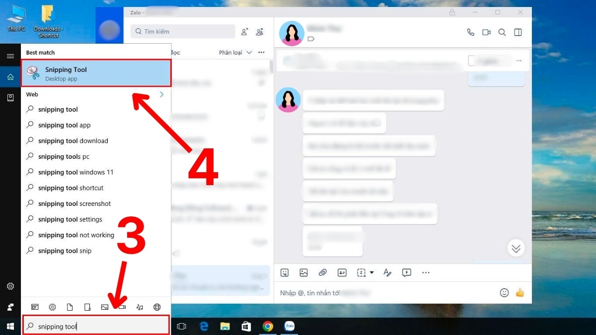 chụp màn hình Zalo trên máy tính bằng snipping tool bước 2