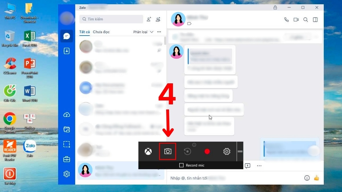 chụp màn hình Zalo trên máy tính bằng game bar bước 2 còn lại