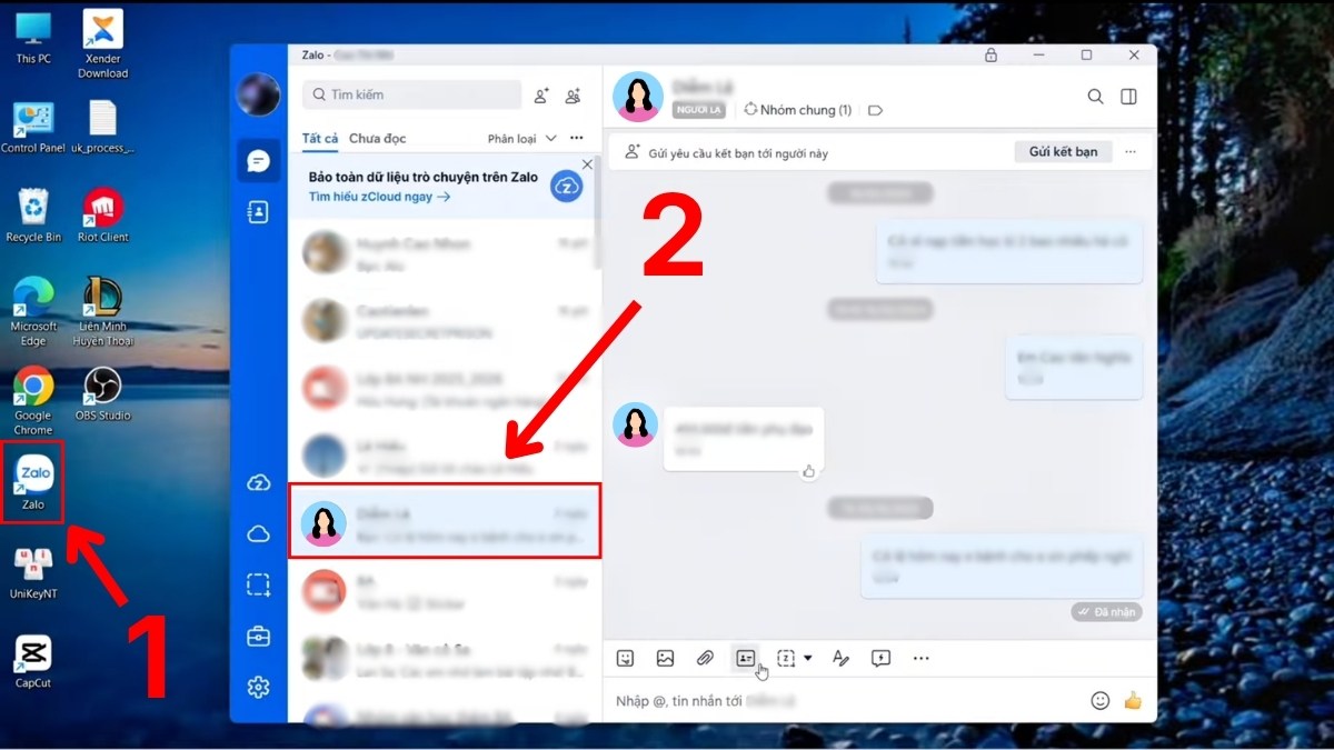 cách chụp màn hình Zalo trên máy tính bằng tổ hợp phím bước 1
