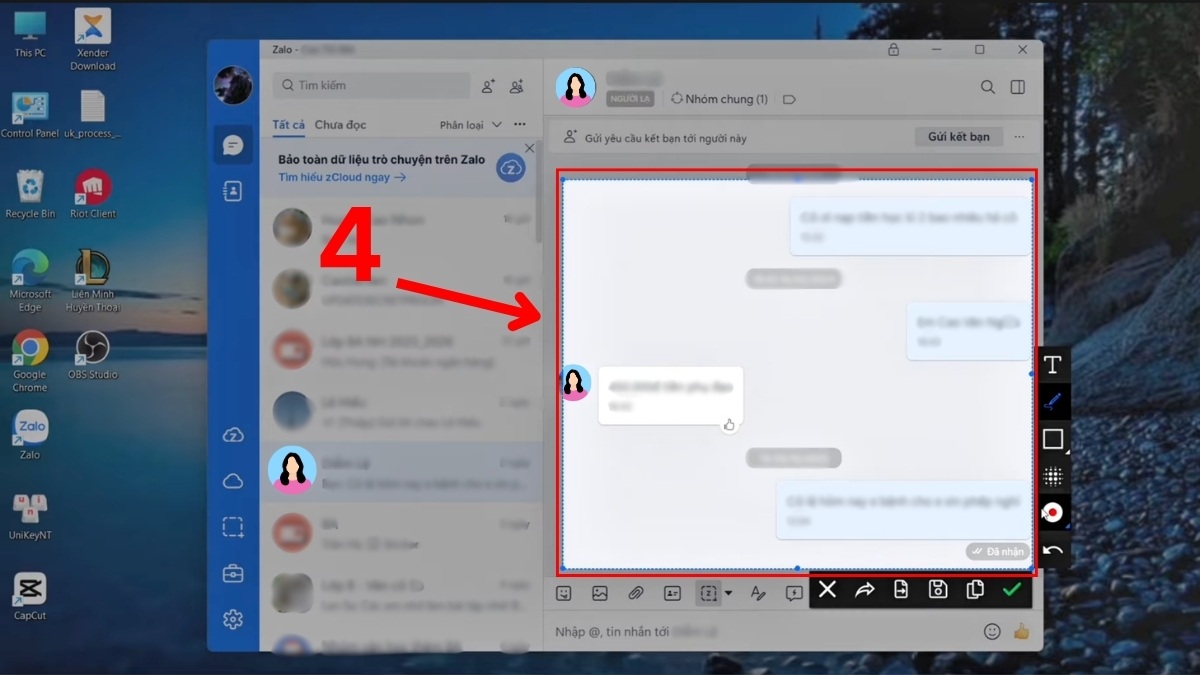 cách chụp màn hình Zalo trên máy tính bằng tổ hợp phím bước 3