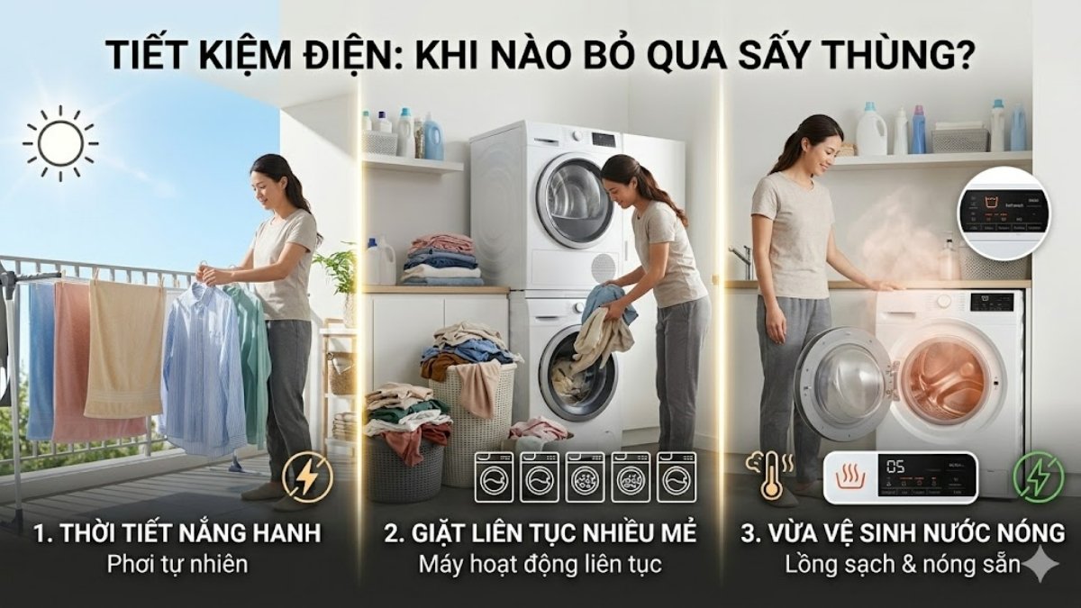Có nên sử dụng chức năng sấy thùng không? khi nào không cần dùng