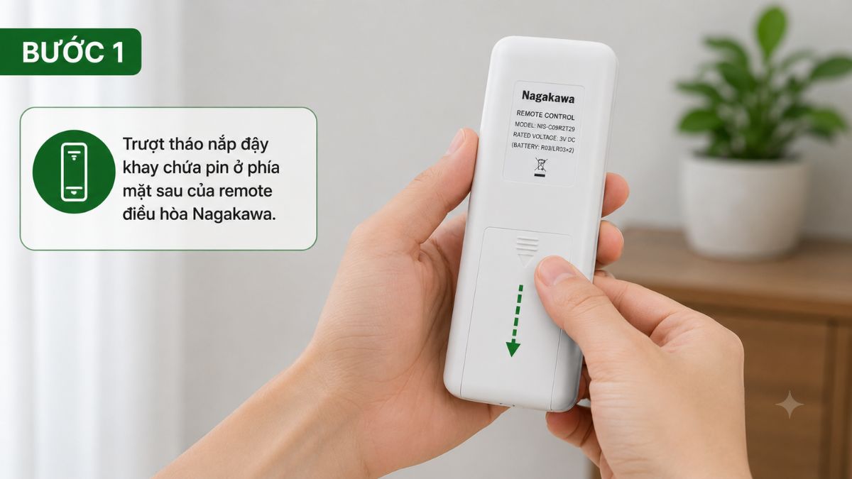 Hướng dẫn chuyển độ F sang độ C điều hòa Nagakawa bước 1