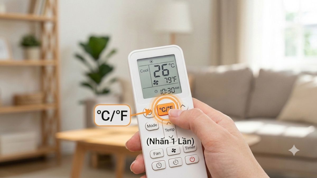 chuyển độ F sang độ C điều hòa Casper với các dòng trước 2018