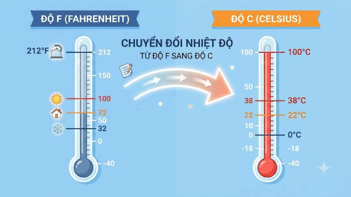 Bảng quy đổi nhiệt độ F sang C trên điều hòa Casper