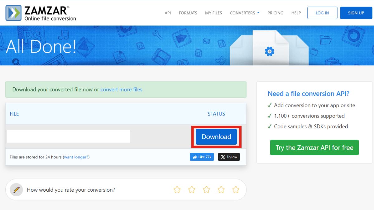 Chuyển file PDF sang CAD bằng Zamzar convert file PDF - bước 4