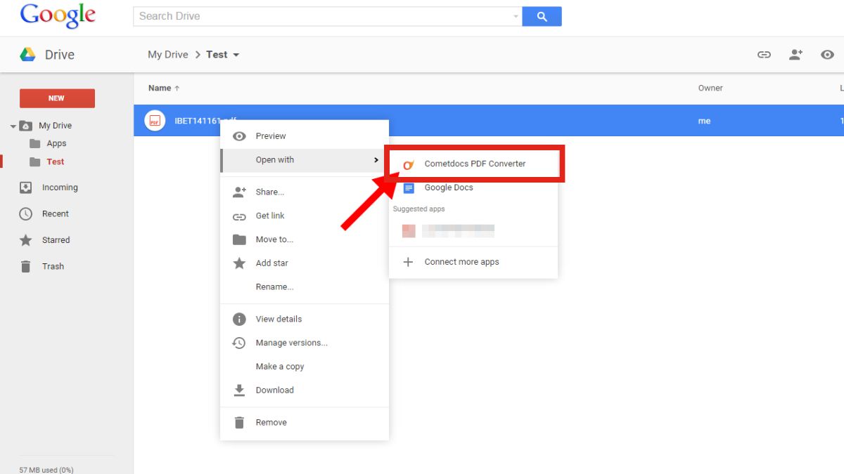 Sử dụng Cometdocs để chuyển đổi - bước 1