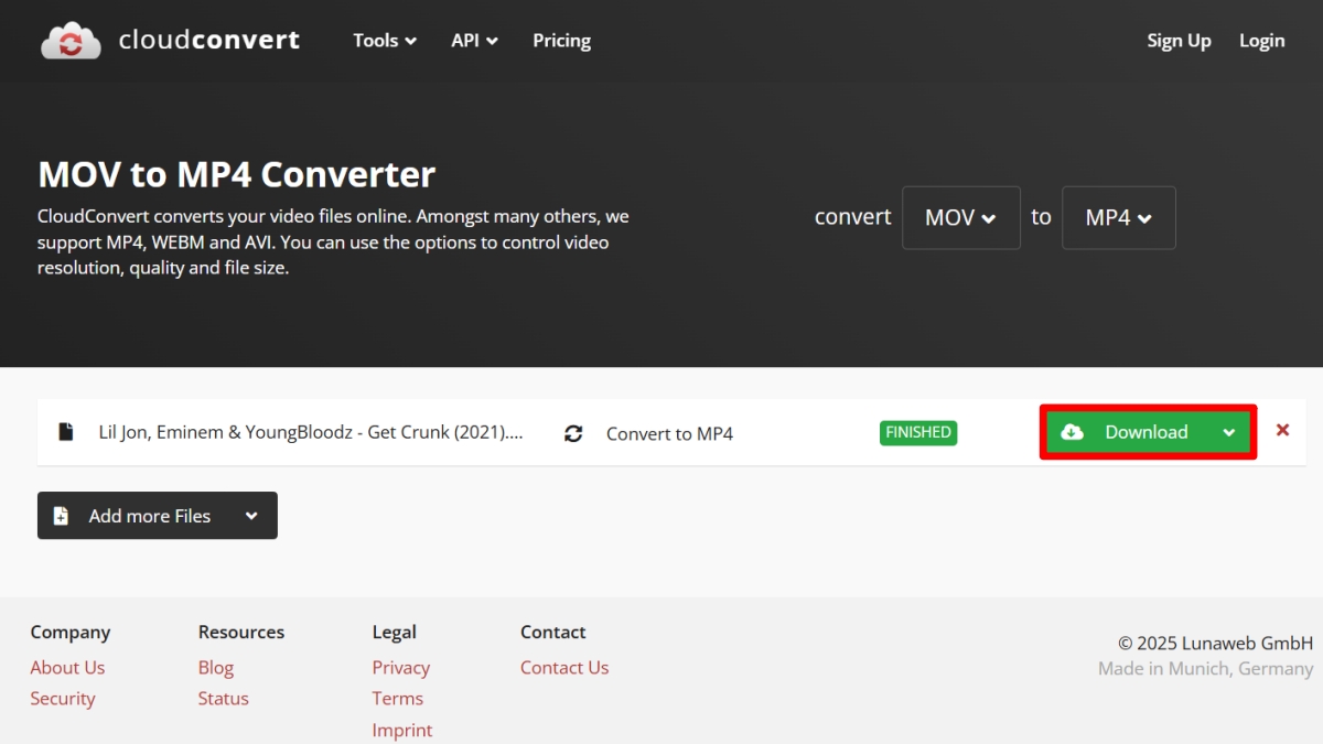 Chuyển MOV sang MP4 bằng CloudConvert - bước 4