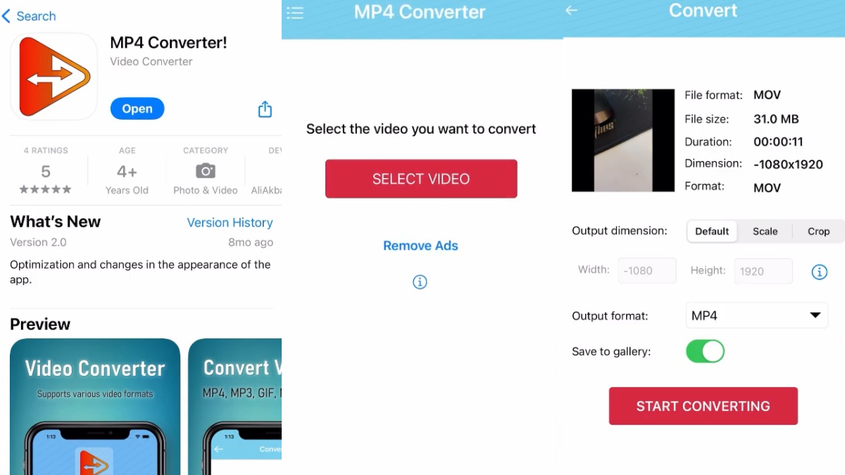 Chuyển MOV sang MP4 trên điện thoại ios