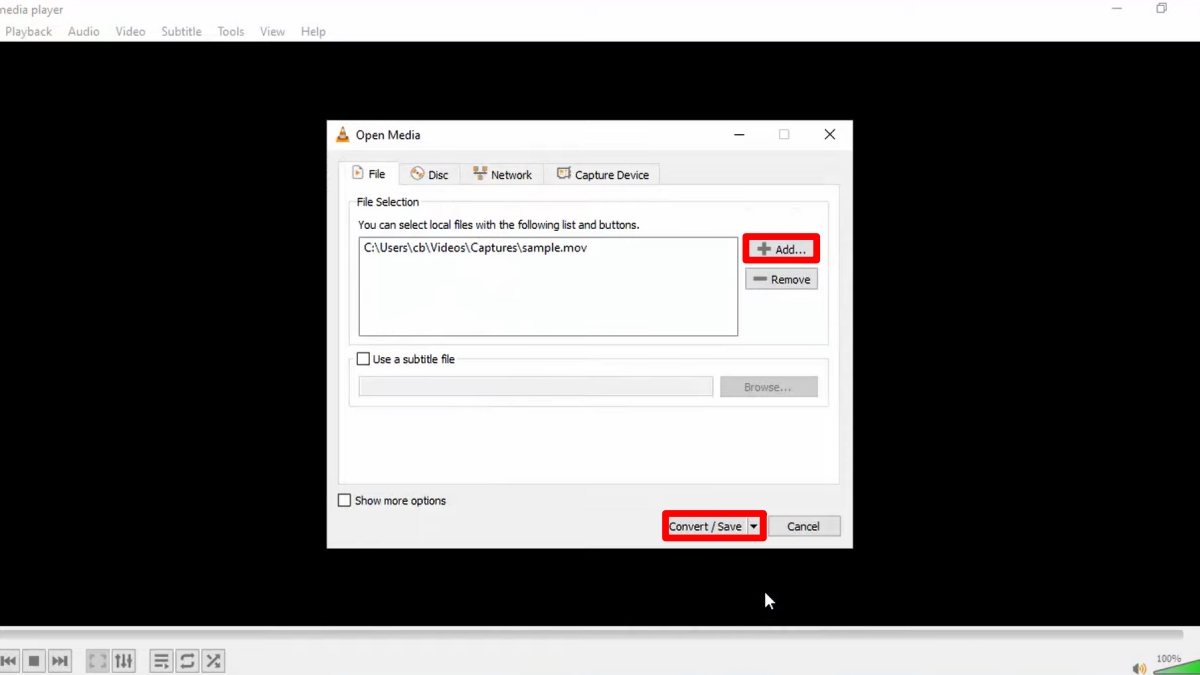 Chuyển MOV sang MP4 bằng VLC Media Player - bước 2