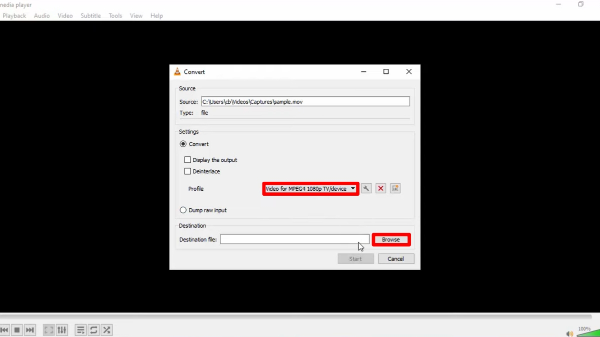 Chuyển MOV sang MP4 bằng VLC Media Player - bước 3