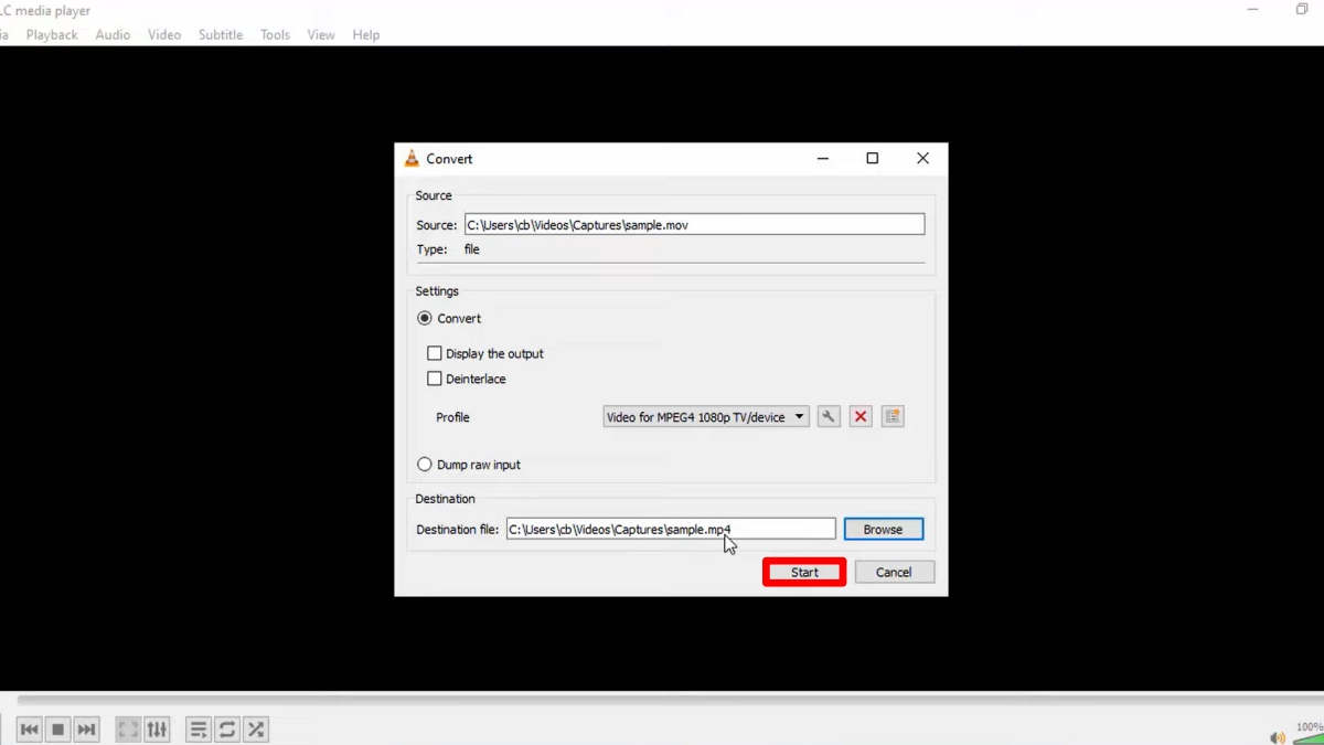 Chuyển MOV sang MP4 bằng VLC Media Player - bước 5