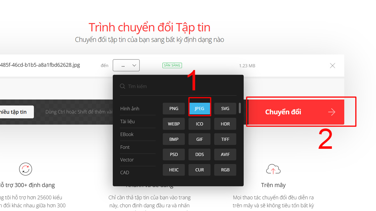 Cách chuyển đổi PNG sang JPG bằng Convertio - bước 2
