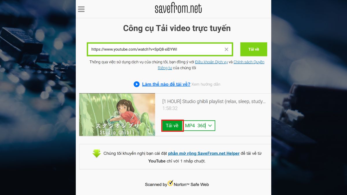 cách chuyển YouTube sang MP4 bằng savefrom - bước 3