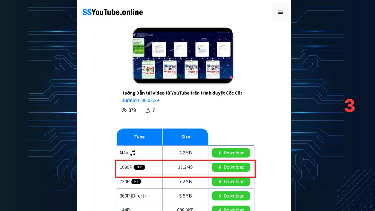 Sử dụng công cụ ssYouTube - bước 2